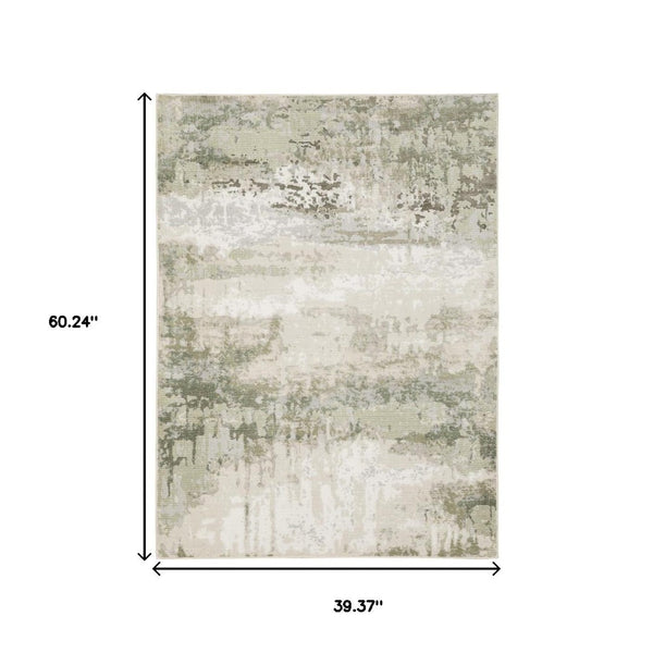 HomeRoots 2' Contemporary Abstract Power Loom Runner Rug in Subtle Tones for Stylish Hallways and Entryways 3' x 5' 508569
