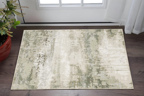 HomeRoots 2' Contemporary Abstract Power Loom Runner Rug in Subtle Tones for Stylish Hallways and Entryways 3' x 5' 508569