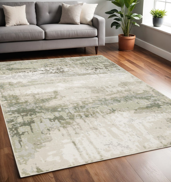 HomeRoots 2' Contemporary Abstract Power Loom Runner Rug in Subtle Tones for Stylish Hallways and Entryways 5' X 8' 508570