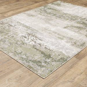 Homeroots 5' X 8' Beige Grey Brown And Sage Green Abstract Power Loom Stain Resistant Area Rug Beige,Green Polyester 508570