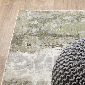 Homeroots 5' X 8' Beige Grey Brown And Sage Green Abstract Power Loom Stain Resistant Area Rug Beige,Green Polyester 508570