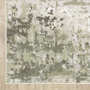 Homeroots 5' X 8' Beige Grey Brown And Sage Green Abstract Power Loom Stain Resistant Area Rug Beige,Green Polyester 508570