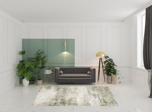 Homeroots 6' X 9' Beige Grey Brown And Sage Green Abstract Power Loom Stain Resistant Area Rug Beige,Green Polyester 508571