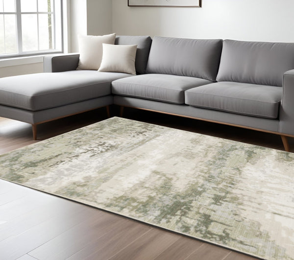HomeRoots 2' Contemporary Abstract Power Loom Runner Rug in Subtle Tones for Stylish Hallways and Entryways 7' X 10' 508571
