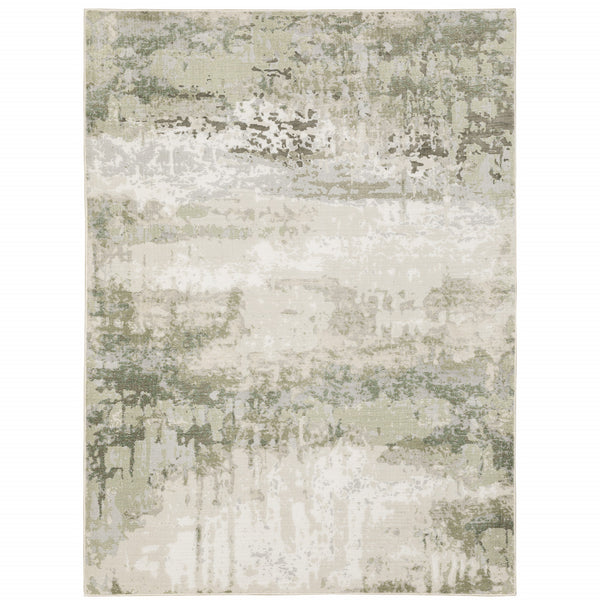 Homeroots 10' X 13' Beige Grey Brown And Sage Green Abstract Power Loom Stain Resistant Area Rug Beige,Green Polyester 508573