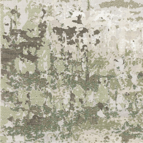 HomeRoots 2' Contemporary Abstract Power Loom Runner Rug in Subtle Tones for Stylish Hallways and Entryways Beige/ Green 9'10" x 12'10" 508573