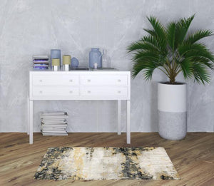 Homeroots 3' X 5' Grey Gold Beige Black And Brown Abstract Power Loom Stain Resistant Area Rug Grey,Gold Polyester 508575