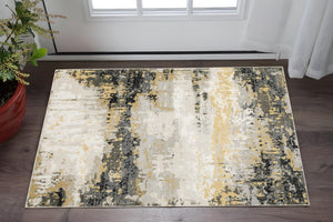 HomeRoots 2' Contemporary Abstract Power Loom Runner Rug in Subtle Tones for Stylish Hallways and Entryways 3' x 5' 508575