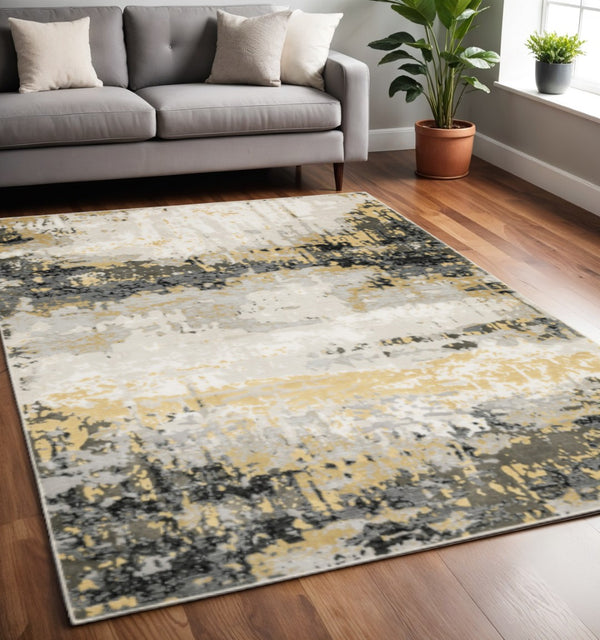 HomeRoots 2' Contemporary Abstract Power Loom Runner Rug in Subtle Tones for Stylish Hallways and Entryways 5' X 8' 508576