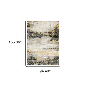 Homeroots 8' X 11' Grey Gold Beige Black And Brown Abstract Power Loom Stain Resistant Area Rug Grey,Gold Polyester 508578