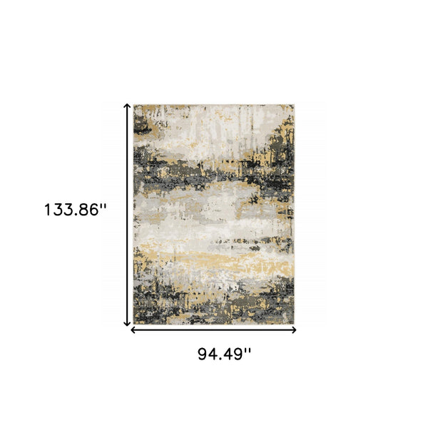 Homeroots 8' X 11' Grey Gold Beige Black And Brown Abstract Power Loom Stain Resistant Area Rug Grey,Gold Polyester 508578