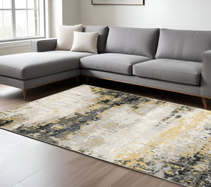 HomeRoots 2' Contemporary Abstract Power Loom Runner Rug in Subtle Tones for Stylish Hallways and Entryways 8' X 11' 508578