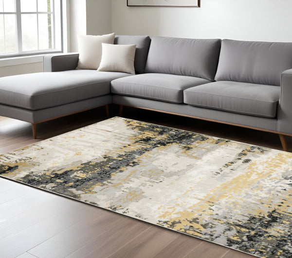 HomeRoots 2' Contemporary Abstract Power Loom Runner Rug in Subtle Tones for Stylish Hallways and Entryways 8' X 11' 508578