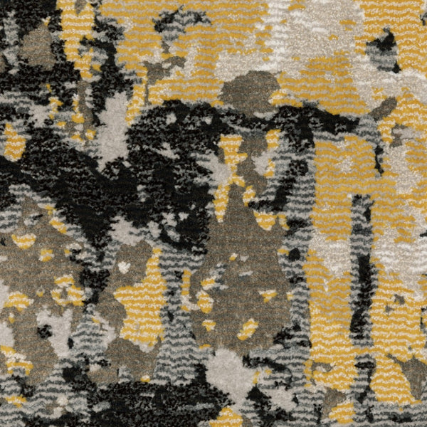 HomeRoots 10' x 13' Abstract Area Rug in Grey, Gold, Beige, Black & Brown – Stain Resistant, Easy Care Design 508579