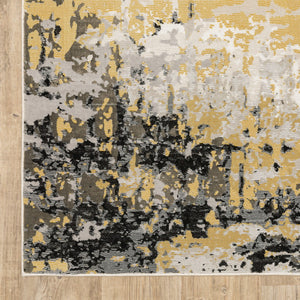 HomeRoots 10' x 13' Abstract Area Rug in Grey, Gold, Beige, Black & Brown – Stain Resistant, Easy Care Design 508579