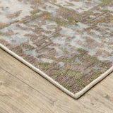 Homeroots 3' X 5' Grey Salmon Pink Blue Beige And Green Abstract Power Loom Stain Resistant Area Rug  Polyester 508581