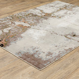 Homeroots 3' X 5' Grey Salmon Pink Blue Beige And Green Abstract Power Loom Stain Resistant Area Rug  Polyester 508581