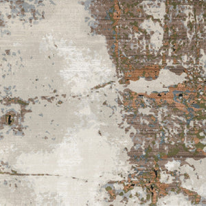 HomeRoots 2' Abstract Power Loom Runner Rug in Grey, Salmon Pink, Blue, Beige & Green - Stain Resistant Design 10' X 13' 508585