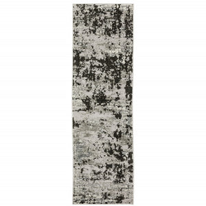HomeRoots 2' Modern Grey Charcoal Abstract Runner Rug - Stain-Resistant, Durable, Perfect for High-Traffic Areas 2'3" x 7'6" 508586