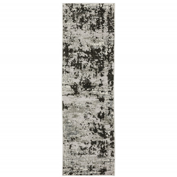 HomeRoots 2' Modern Grey Charcoal Abstract Runner Rug - Stain-Resistant, Durable, Perfect for High-Traffic Areas 2'3" x 7'6" 508586