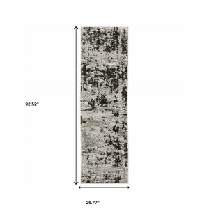 HomeRoots 2' Modern Grey Charcoal Abstract Runner Rug - Stain-Resistant, Durable, Perfect for High-Traffic Areas 2'3" x 7'6" 508586