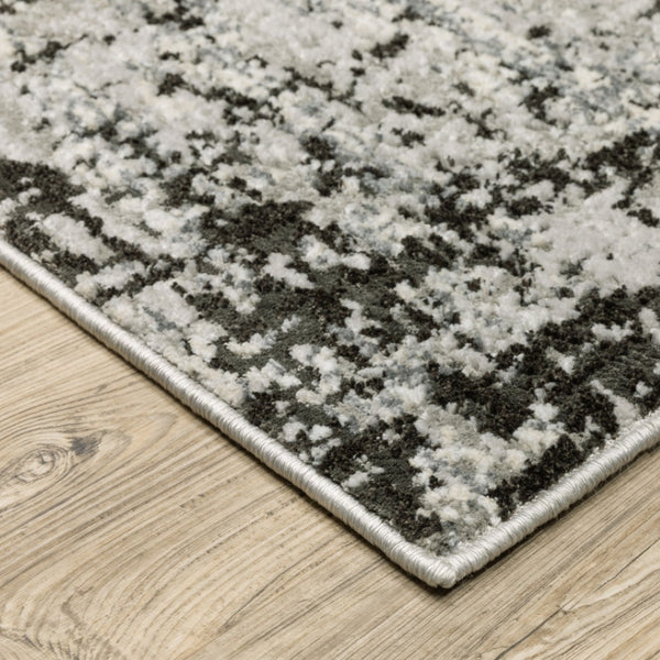 HomeRoots 2' Modern Grey Charcoal Abstract Runner Rug - Stain-Resistant, Durable, Perfect for High-Traffic Areas 2'3" x 7'6" 508586