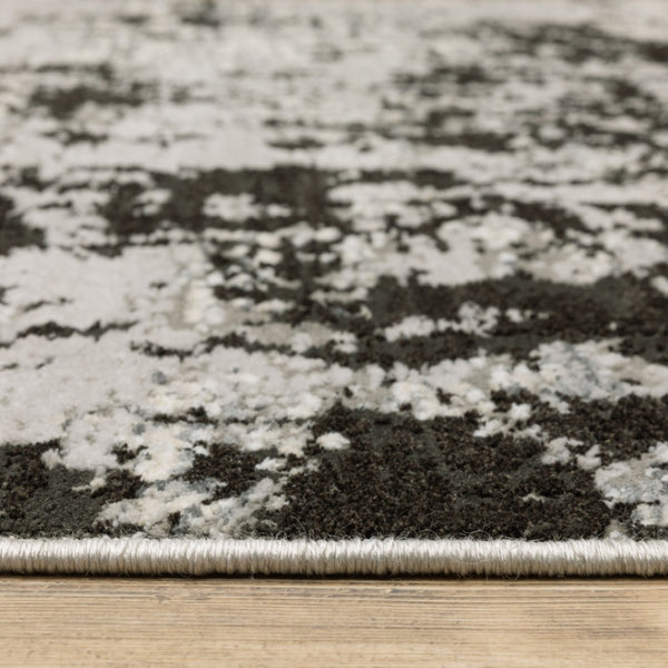 HomeRoots 2' Modern Grey Charcoal Abstract Runner Rug - Stain-Resistant, Durable, Perfect for High-Traffic Areas 2'3" x 7'6" 508586
