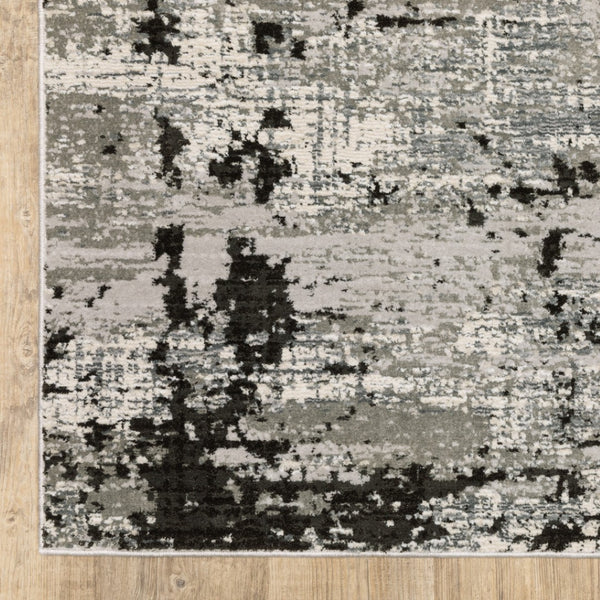 HomeRoots 2' Modern Grey Charcoal Abstract Runner Rug - Stain-Resistant, Durable, Perfect for High-Traffic Areas 2'3" x 7'6" 508586