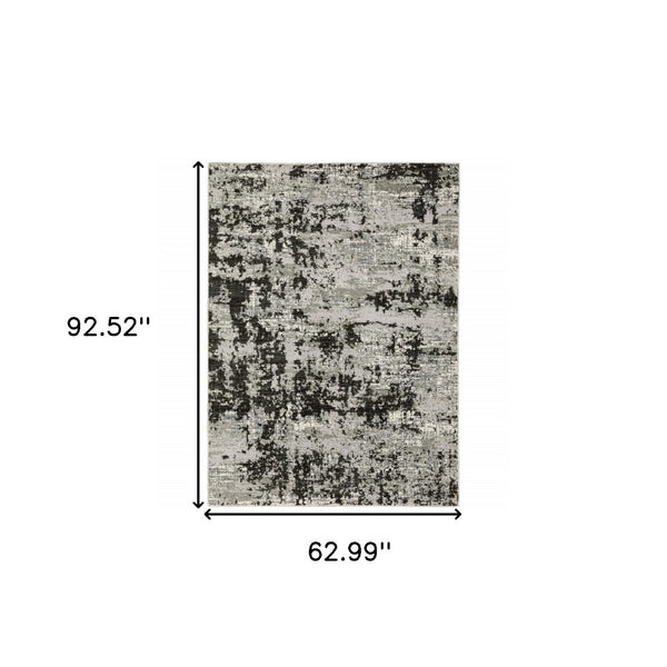 HomeRoots 2' Modern Grey Charcoal Abstract Runner Rug - Stain-Resistant, Durable, Perfect for High-Traffic Areas 5' X 8' 508588