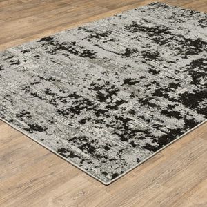 HomeRoots 2' Modern Grey Charcoal Abstract Runner Rug - Stain-Resistant, Durable, Perfect for High-Traffic Areas 5' X 8' 508588