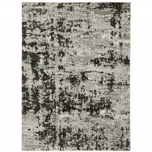 HomeRoots 2' Modern Grey Charcoal Abstract Runner Rug - Stain-Resistant, Durable, Perfect for High-Traffic Areas 7' X 10' 508589