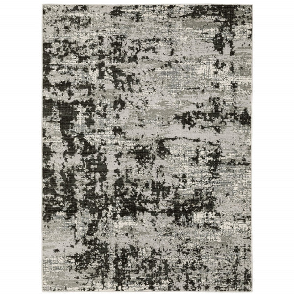 HomeRoots 2' Modern Grey Charcoal Abstract Runner Rug - Stain-Resistant, Durable, Perfect for High-Traffic Areas 7' X 10' 508589