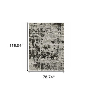 HomeRoots 2' Modern Grey Charcoal Abstract Runner Rug - Stain-Resistant, Durable, Perfect for High-Traffic Areas 7' X 10' 508589