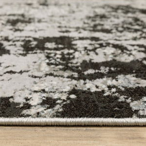 HomeRoots 2' Modern Grey Charcoal Abstract Runner Rug - Stain-Resistant, Durable, Perfect for High-Traffic Areas 8' X 11' 508590