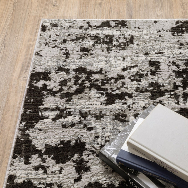 HomeRoots 2' Modern Grey Charcoal Abstract Runner Rug - Stain-Resistant, Durable, Perfect for High-Traffic Areas 8' X 11' 508590