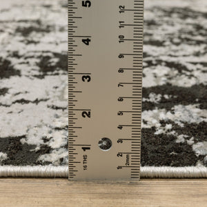HomeRoots 2' Modern Grey Charcoal Abstract Runner Rug - Stain-Resistant, Durable, Perfect for High-Traffic Areas 8' X 11' 508590