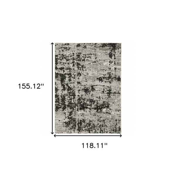 HomeRoots 2' Modern Grey Charcoal Abstract Runner Rug - Stain-Resistant, Durable, Perfect for High-Traffic Areas 10' X 13' 508591
