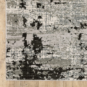 HomeRoots 2' Modern Grey Charcoal Abstract Runner Rug - Stain-Resistant, Durable, Perfect for High-Traffic Areas 10' X 13' 508591