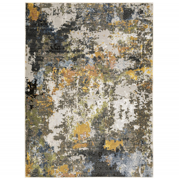 HomeRoots 2' Abstract Power Loom Stain-Resistant Runner Rug in Modern Colors for High-Traffic Areas 3' x 5' 508593