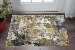 HomeRoots 2' Abstract Power Loom Stain-Resistant Runner Rug in Modern Colors for High-Traffic Areas 3' x 5' 508593