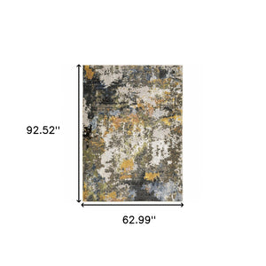 HomeRoots 2' Abstract Power Loom Stain-Resistant Runner Rug in Modern Colors for High-Traffic Areas 5' X 8' 508594