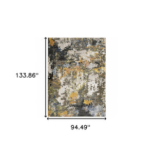 HomeRoots 2' Abstract Power Loom Stain-Resistant Runner Rug in Modern Colors for High-Traffic Areas 8' X 11' 508596