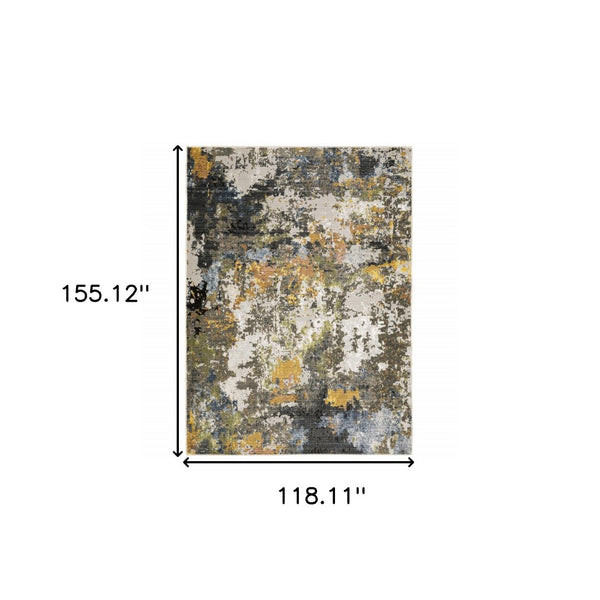 HomeRoots 2' Abstract Power Loom Stain-Resistant Runner Rug in Modern Colors for High-Traffic Areas 10' X 13' 508597