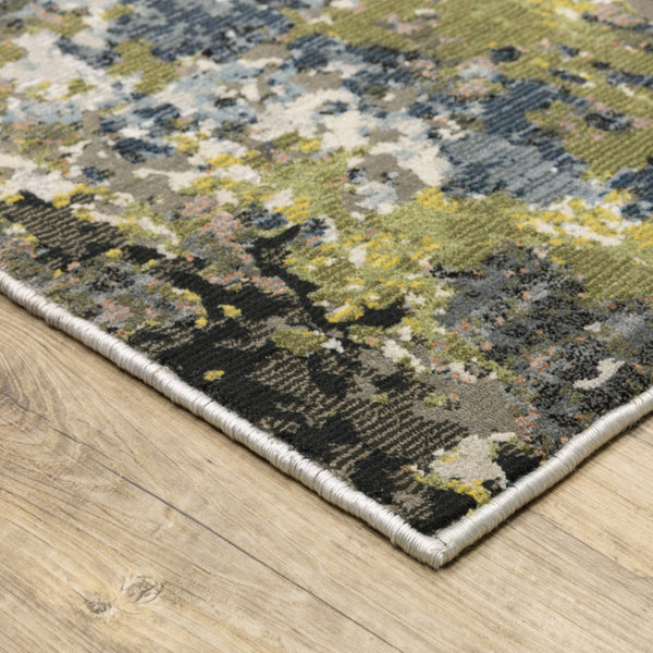 HomeRoots 2' Abstract Power Loom Stain-Resistant Runner Rug in Modern Colors for High-Traffic Areas 3' x 5' 508599