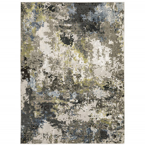 HomeRoots 2' Abstract Power Loom Stain-Resistant Runner Rug in Modern Colors for High-Traffic Areas 3' x 5' 508599