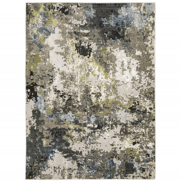 HomeRoots 2' Abstract Power Loom Stain-Resistant Runner Rug in Modern Colors for High-Traffic Areas 3' x 5' 508599