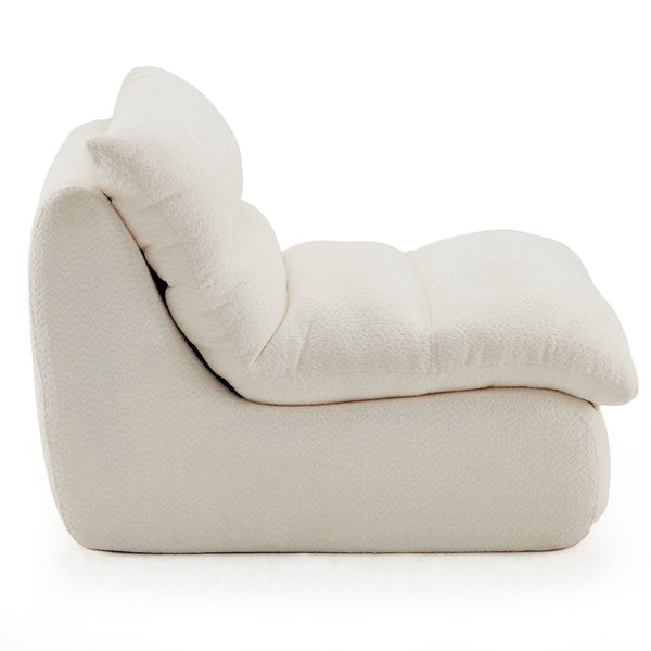 English Elm Upholstered Cocoon Accent Chair Ergonomic Curved Frame Soft Breathable Fabric Lounge Seat Beige T3623P434440