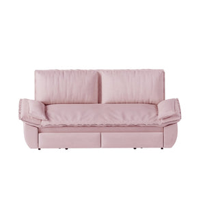 English Elm 73.2" Queen Sleeper Sofa Convertible Corduroy Loveseat for Guest Room or Living Space Pink W1885S00230