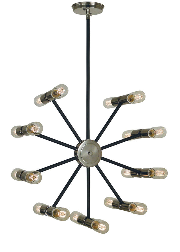 Framburg 18-light Nebula Chandelier – Stunning Rotating Arms, Dual-sided Illumination, Made In The Usa! Polished Nickel With Matte Black Accents Metal 5086 Pn/Mblack