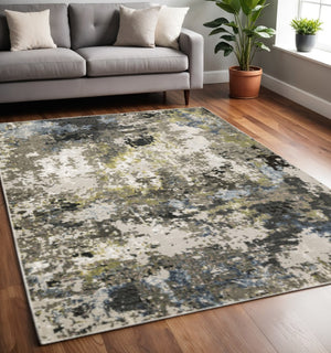 HomeRoots 2' Abstract Power Loom Stain-Resistant Runner Rug in Modern Colors for High-Traffic Areas 5' X 8' 508600